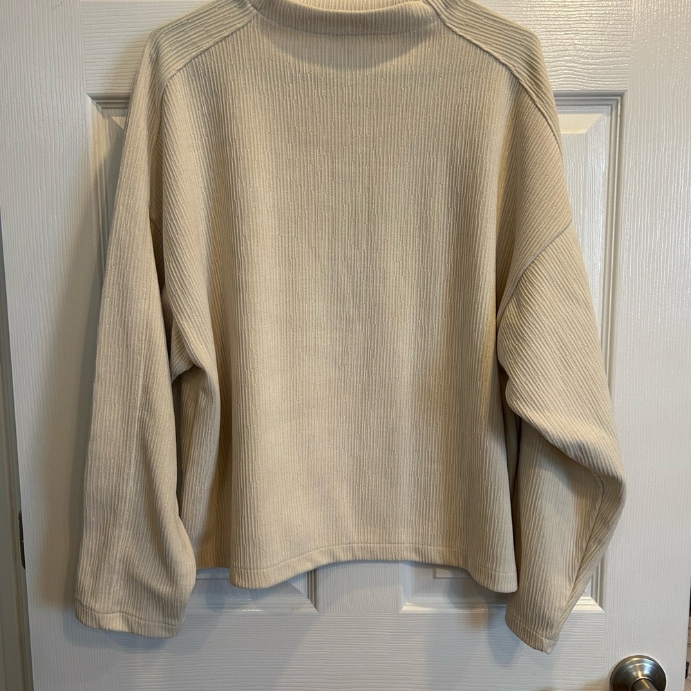 Madewell Cream Ribbed Knit Mock Neck Sweater XL
